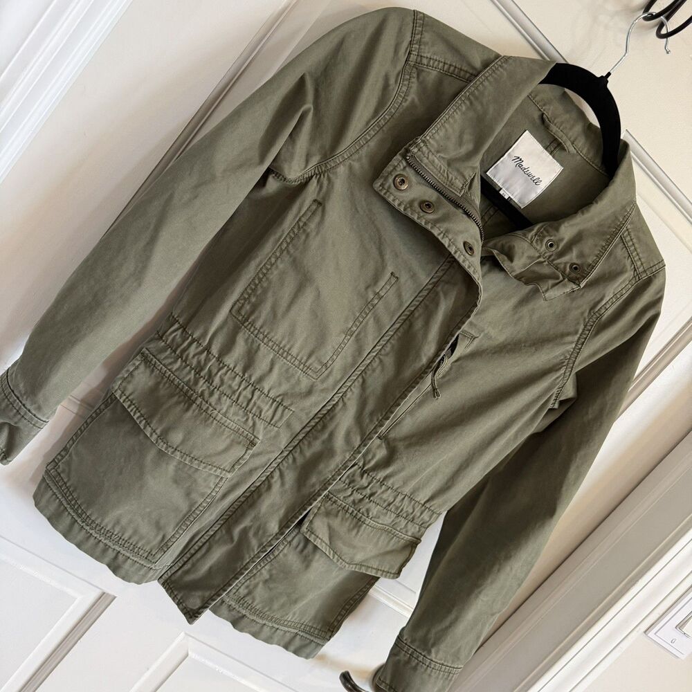 Madewell Womens Jacket XS Fleet Desert Olive Green Cargo Military Full Zip